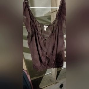 Studio y purple sheer short sleeve top